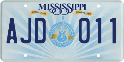 MS license plate AJD011