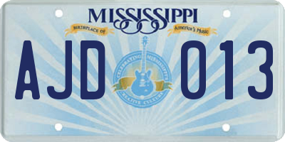 MS license plate AJD013