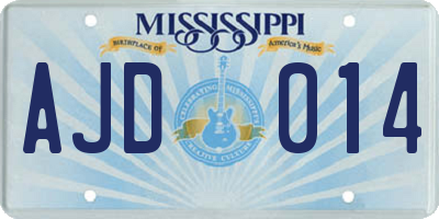 MS license plate AJD014