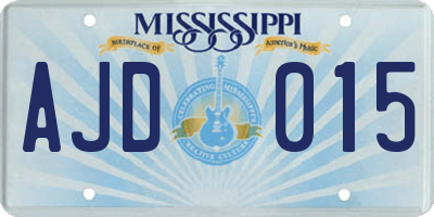 MS license plate AJD015