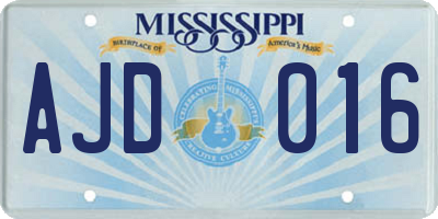 MS license plate AJD016