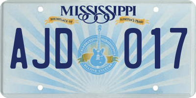 MS license plate AJD017