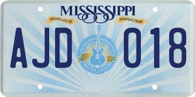 MS license plate AJD018