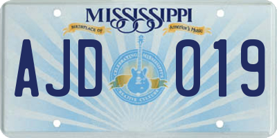 MS license plate AJD019