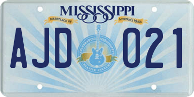 MS license plate AJD021