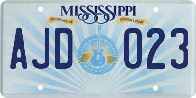 MS license plate AJD023