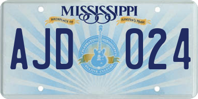 MS license plate AJD024