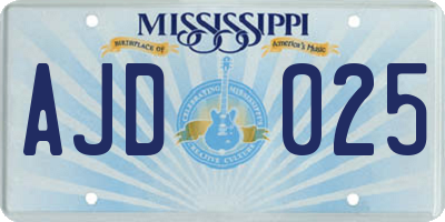MS license plate AJD025