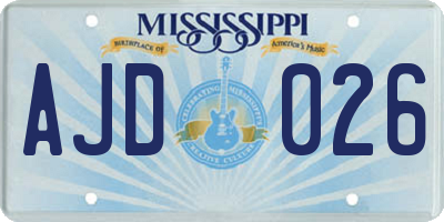 MS license plate AJD026