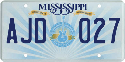 MS license plate AJD027
