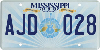 MS license plate AJD028
