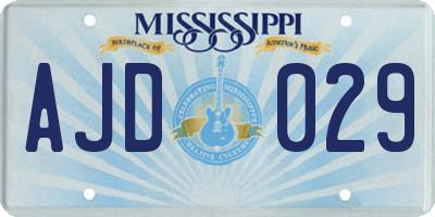 MS license plate AJD029