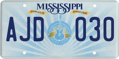 MS license plate AJD030