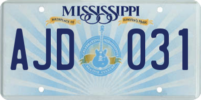 MS license plate AJD031