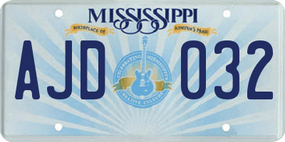 MS license plate AJD032