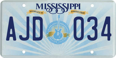 MS license plate AJD034