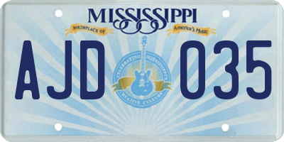 MS license plate AJD035
