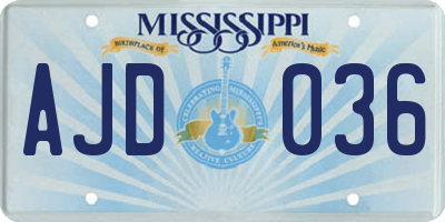 MS license plate AJD036