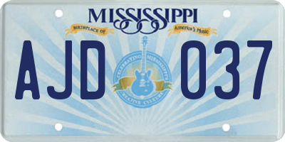 MS license plate AJD037