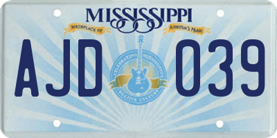 MS license plate AJD039