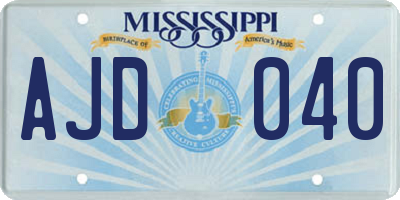 MS license plate AJD040