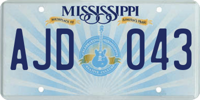 MS license plate AJD043