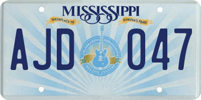 MS license plate AJD047