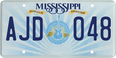 MS license plate AJD048