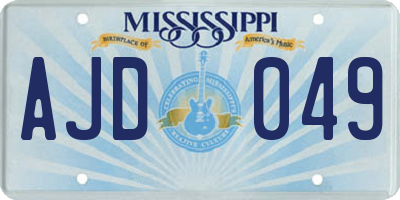 MS license plate AJD049