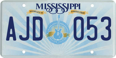 MS license plate AJD053