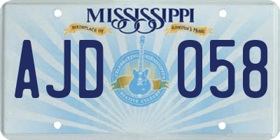 MS license plate AJD058