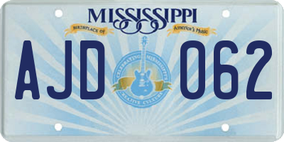 MS license plate AJD062
