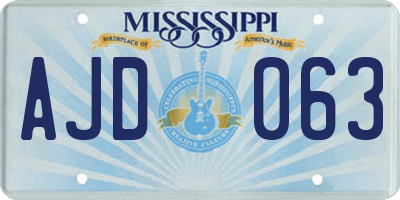 MS license plate AJD063
