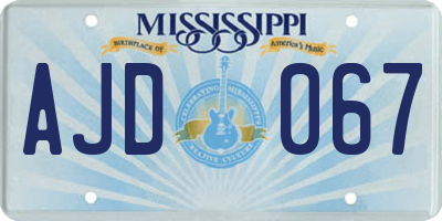 MS license plate AJD067