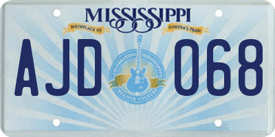 MS license plate AJD068