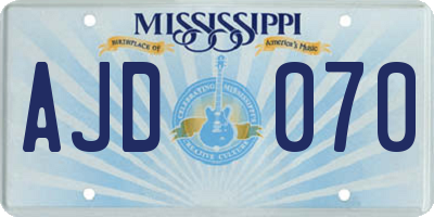MS license plate AJD070