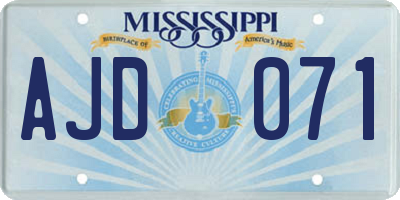 MS license plate AJD071
