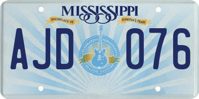 MS license plate AJD076