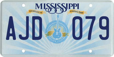 MS license plate AJD079