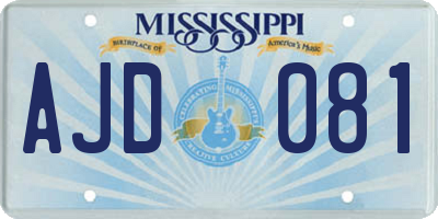 MS license plate AJD081