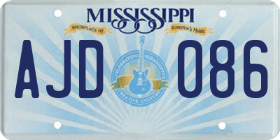 MS license plate AJD086