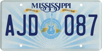 MS license plate AJD087
