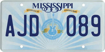 MS license plate AJD089