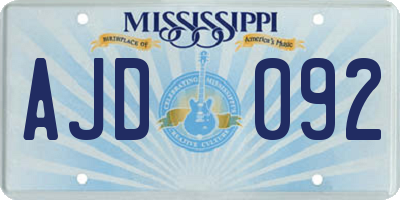 MS license plate AJD092