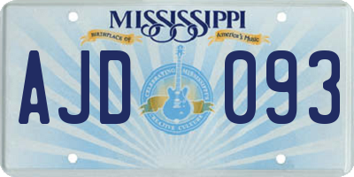 MS license plate AJD093