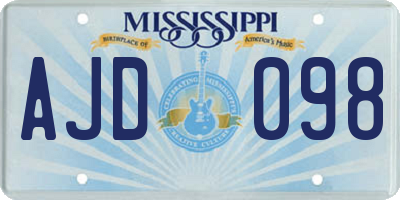 MS license plate AJD098