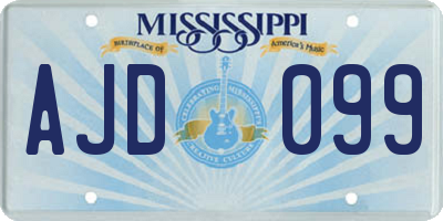 MS license plate AJD099