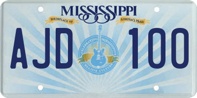 MS license plate AJD100