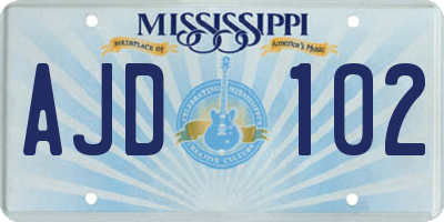 MS license plate AJD102