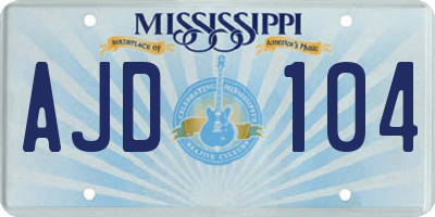 MS license plate AJD104